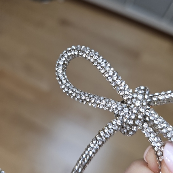 silver crystal rhinestone brooch bow pin - 5" x 6" NWOT - Picture 3 of 11